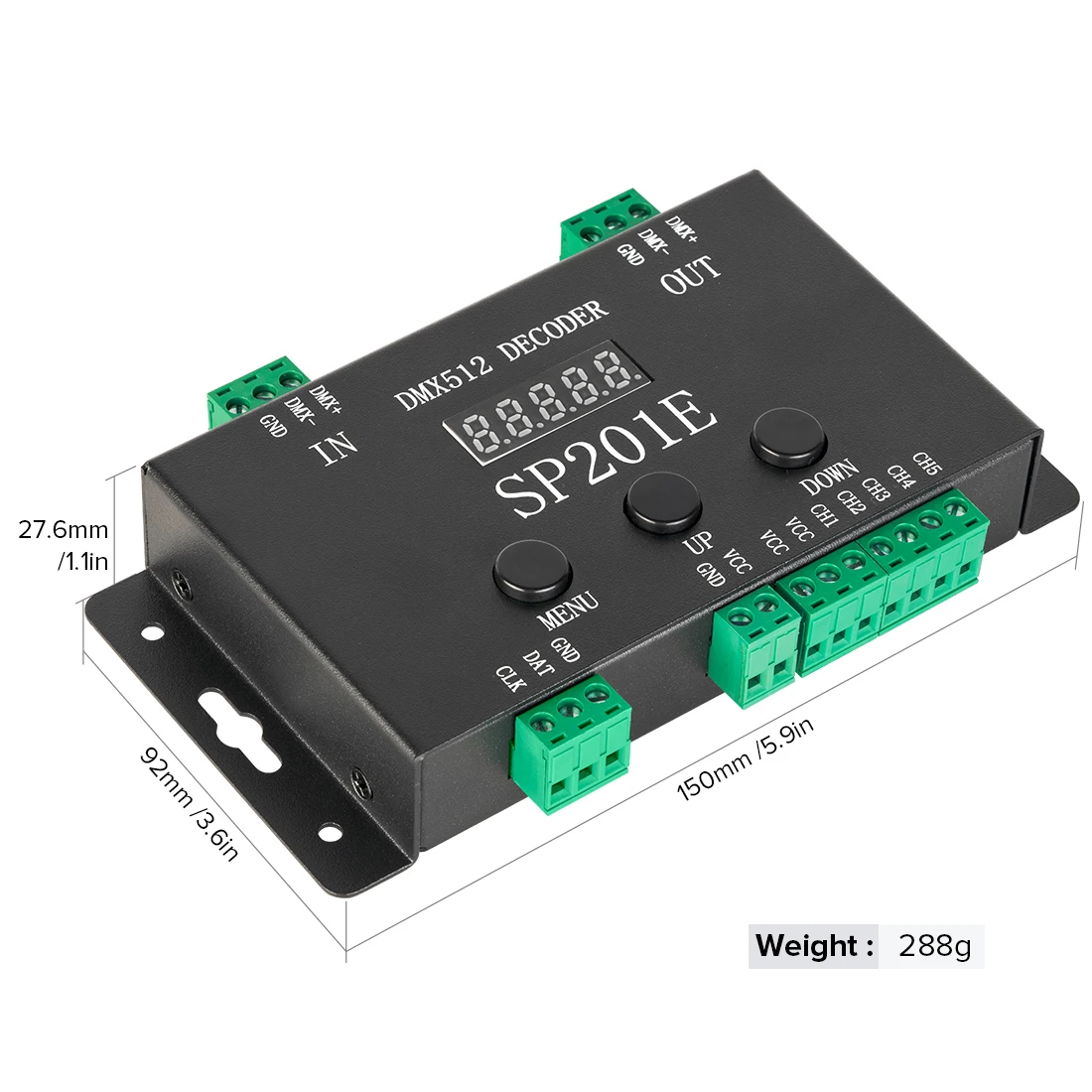 SP201E DMX512 WS2812B WS2811 DMX do kontrolera SPI dekoder 5CH PWM SPI pikseli LED listwa oświetleniowa RGB RGBW CCT FCOB DC5V-24V