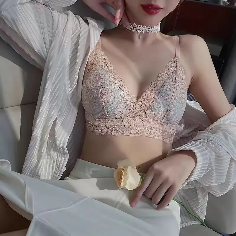 Lace Summer Ultra-thin Bra Underwear, Women's Rabbit Ear Triangular Cup Bra Set