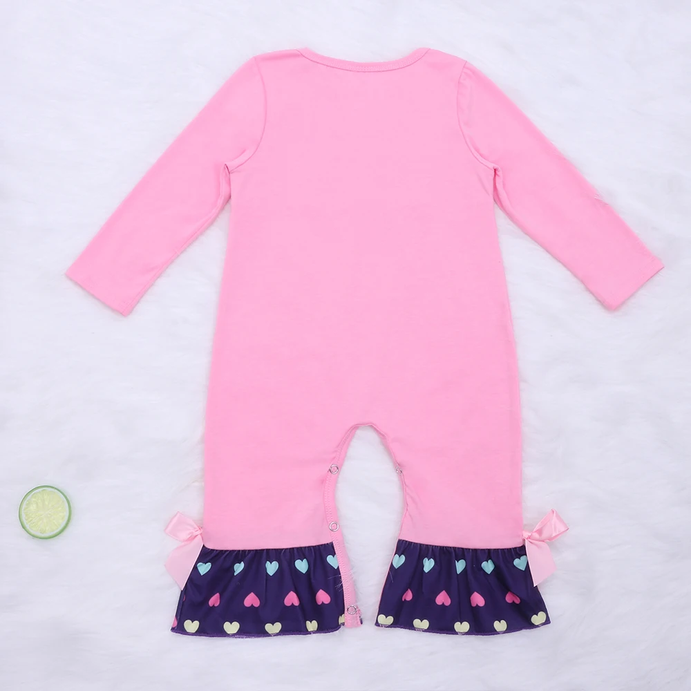 2022 Baby Girls Clothes Infant Romper New Style Clothing Love Embroidery Bodysuit Pretty Pink One Piece Baby Jumpsuit For Girls