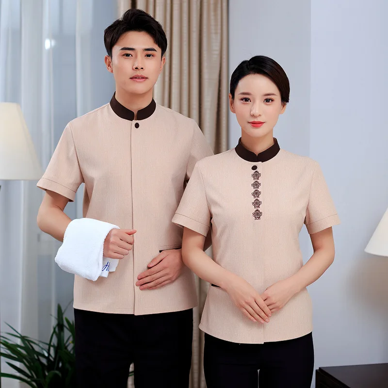 

Hotel Housekeeping Uniform Short Sleeve Hotel Attendant Clothing Property Cleaning Auntie Cleaning Workwear Summer Outfit for Wo
