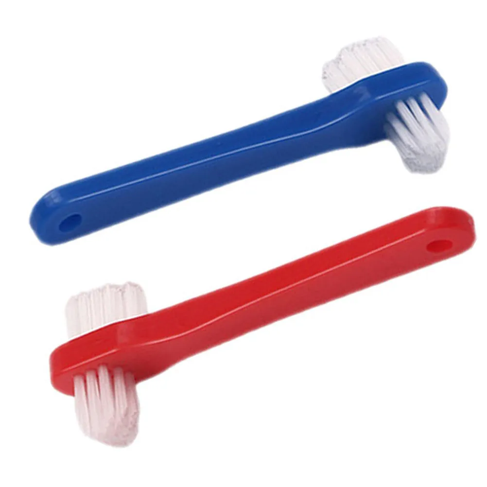 

Набор из 2 зубных щеток для протезов с эргономичной ручкой, двусторонняя чистящая щетка для частичных и полных зубных протезов, для ухода за полостью рта
