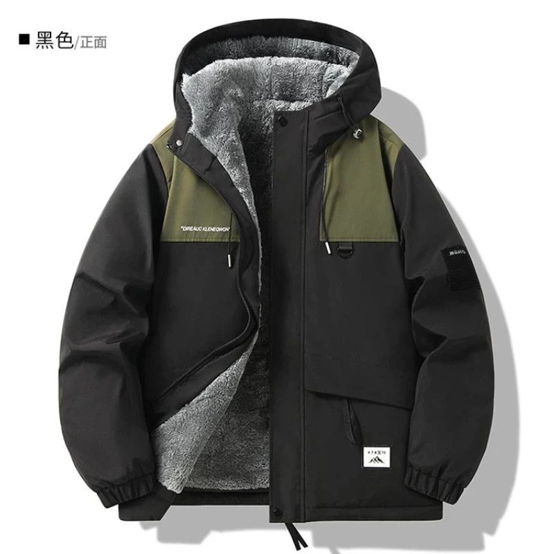 

Уличные куртки для мужчин осень-зима плюс бархатные и утолщенные свободные хлопковые пальто для мужчин, водонепроницаемая рабочая одежда, теплые куртки