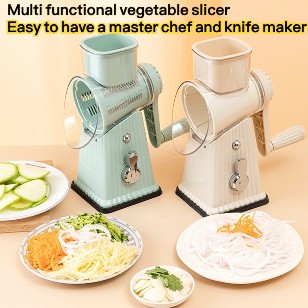 

Fruit and Vegetable Cutting Machine Hand Cranked Kitchen Nuts Slicer Potato Cabbage Shredder Garlic Chopper Ice Crusher Grater