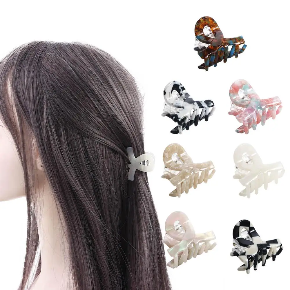 Acetate Cross Checkerboard Hair Catch Clip Geometric Cute Hairpin Women Hair Accessories Small Hair Claw Korean Style Barrette