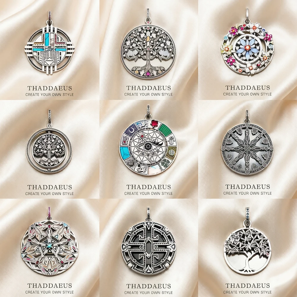 Amulet Magical Lucky Symbol Tree Flower Karma Whell Sun Bird Butterfly Pendants Jewelry 925 Sterling Silver Gift For Women Men