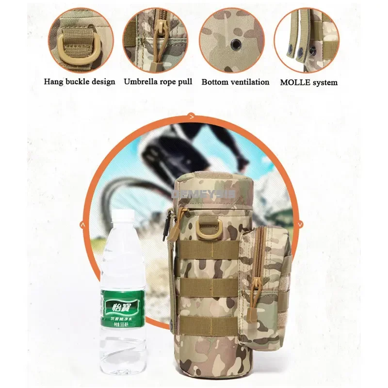 Outdoor Kettle Waist Bag Durable Tactical Water Bottle Bag Pouch Molle Hunting Climbing Hiking Kettle Pouch Waist Packs