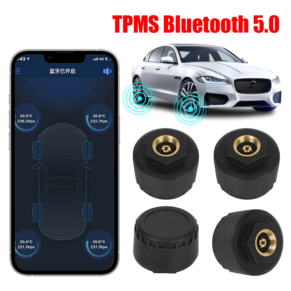 Bluetooth 5.0 External TPMS Mobile Phone APP Display Car Tire Pressure Sensors Android/IOS Tire Pressure Monitoring System