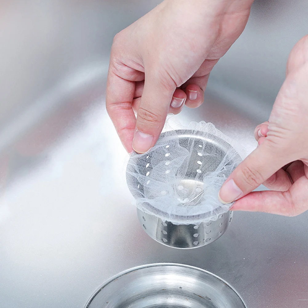 

30/100Pcs Sink Net Strainer Filter Bags Fits Most Sizes of Sink Strainer Disposable Mesh Sink Strainer Bags Elastic Food Catcher