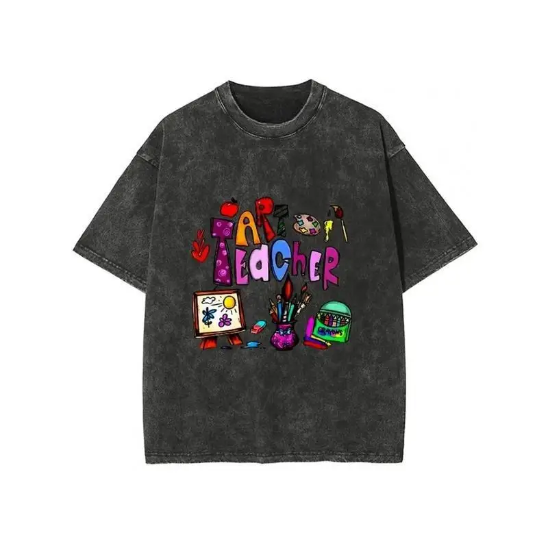 

Art Teacher T-shirt, Women Men Oversized Washed Tee, Funny Painting Drawing Graphic Top, Back To School Gift