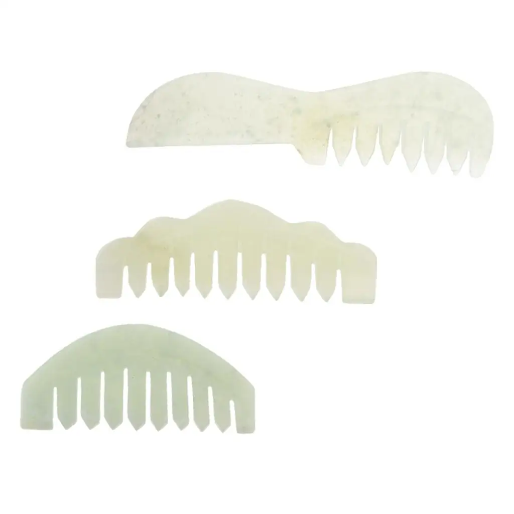 

Natural Jade Guasha Comb Board Acupuncture Point Massage Scraping SPA Tool