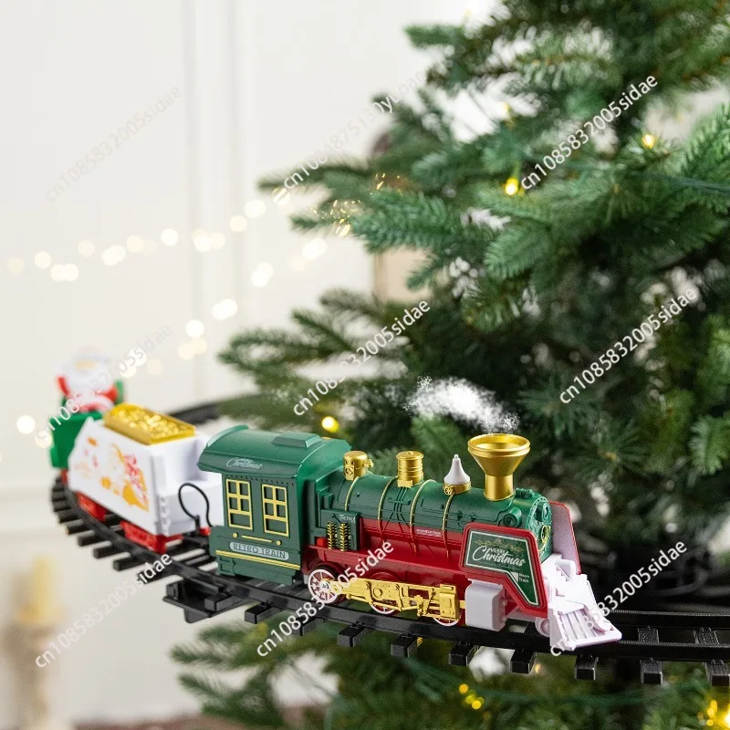 Christmas decoration electric track small train Christmas tree steam train pendant children's toys gift ornament