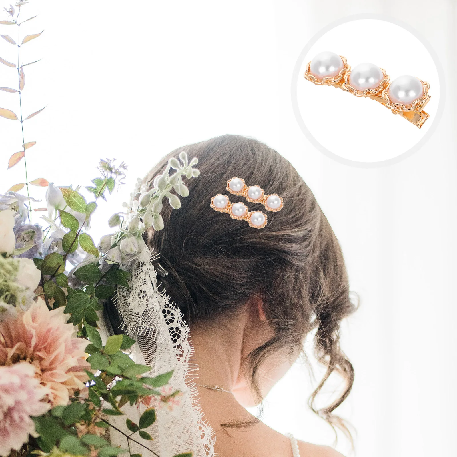 

2pcs Elegant Pearl Clip Pin Snap Clip For Women Bridal Wedding Vintage Metal Bobby Pins Barrettes Accessories Zinc Alloy Hair