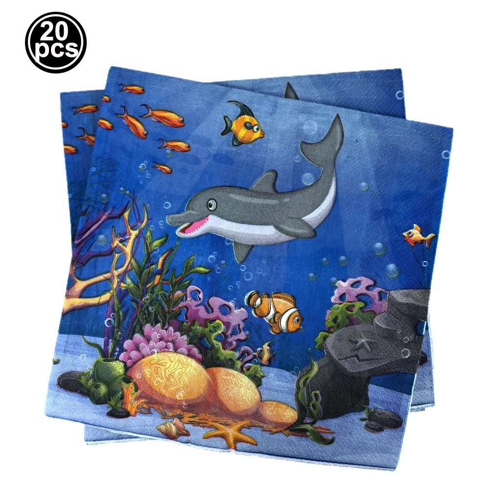 Shark Birthday Party Supplies Shark Standing Balloon Disposable Plates Napkins For Baby Shower Ocean Animal Theme Party Supplies