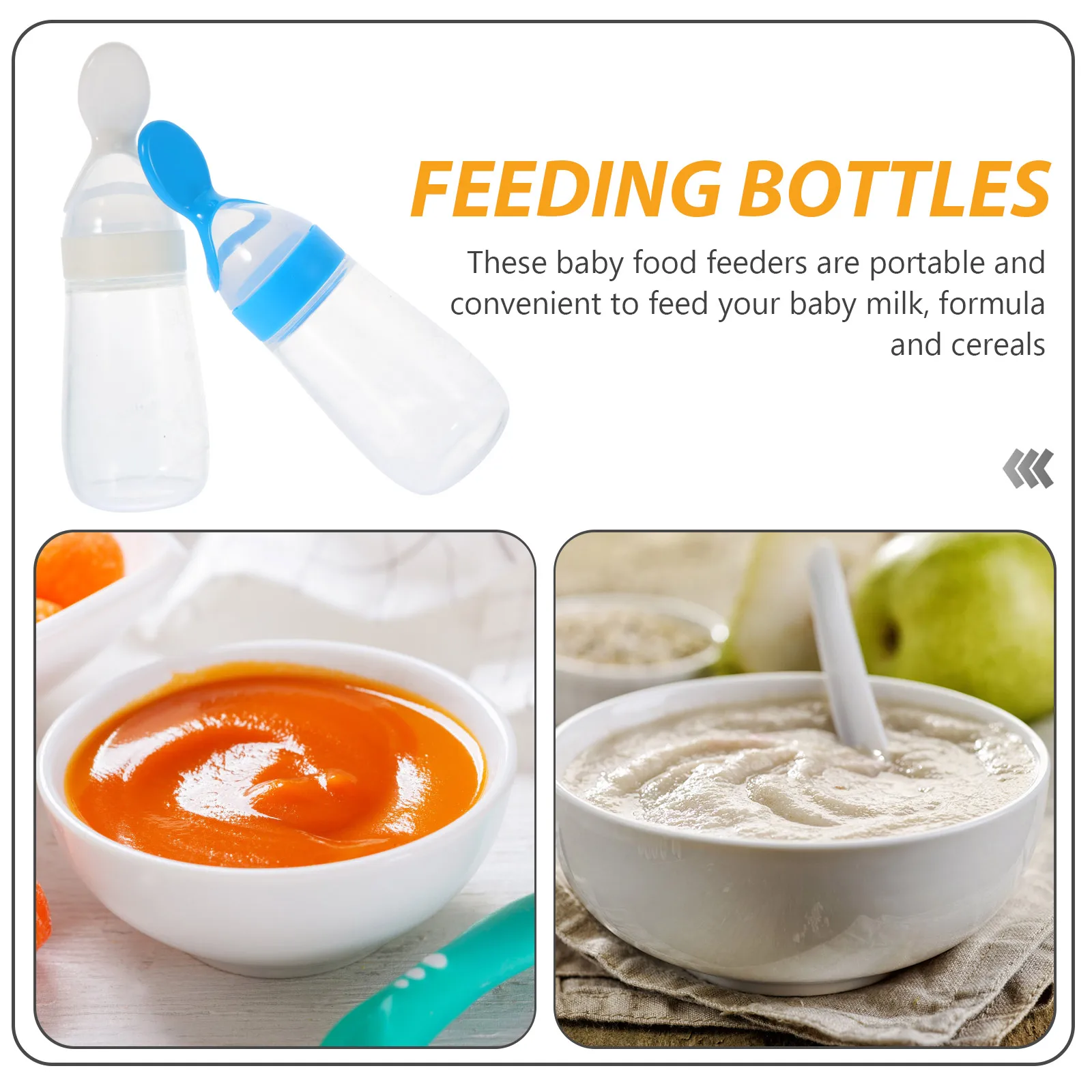 

2pcs Silicone Feeding Bottles Baby Rice Cereal Feeders Standing Design Squeeze Containers Food Grade Infant Milk Puree Dispenser