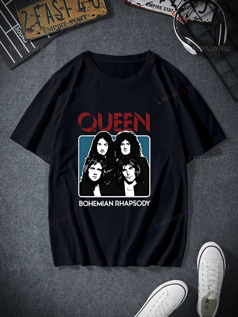 Famous QUEEN Band Classic Poster Picture T-shirt, Unisex Fashion Casual Top, Spring/summer Round Neck Cotton Shirt