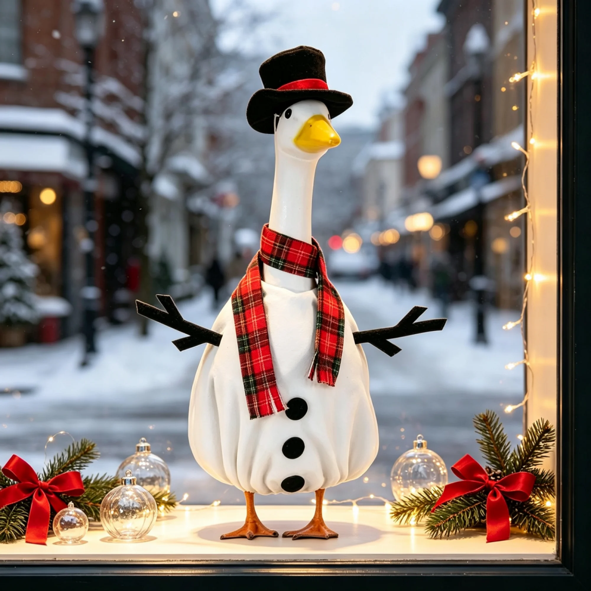 Snowman Costume Statues Yard Outdoor Lawn Statues Geese Clothes For Scarf Geese Outdoor Lawn Scarf Christmas Porch Goose