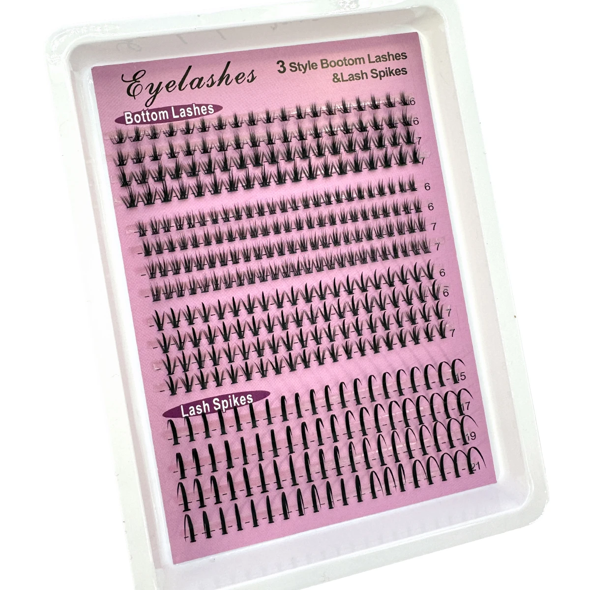 16 صفوف أسفل و رموش شائكة مجموعات حجم الرموش الفردية العنقودية ملحقات المسامير جلدة مجموعات DIY بها بنفسك الجنية/رموش مانغا