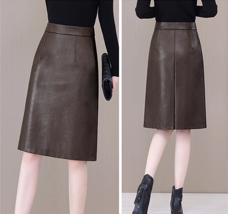 new autumn winter fashion casual brand female women girls plsu size Genuine Leather skirts