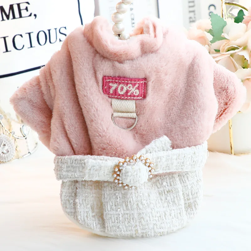 Luxury Fur Pet Clothes for Small Dogs Cats Autumn Winter dog Overcoat Jacket Elegant Chihuahua for Small Dogs