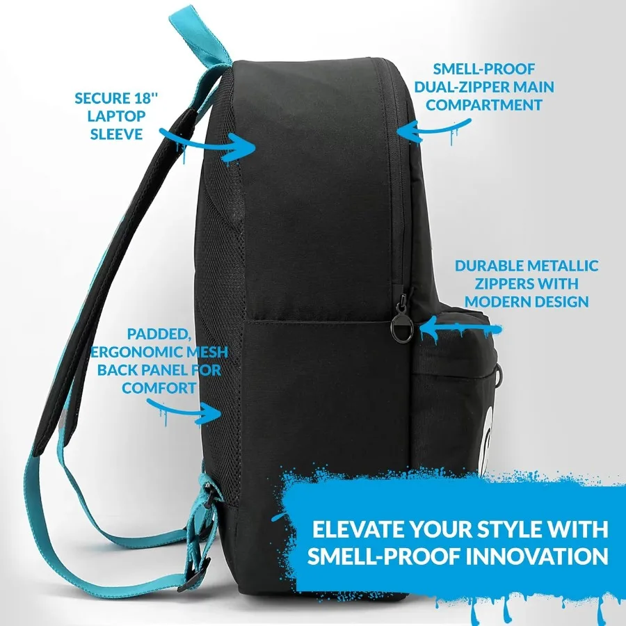 حقيبة ظهر من القماش COOKIES Orion بسعة 22.8 لتر حقيبة ظهر كبيرة للسفر للرجال والنساء حقيبة حمل أنيقة وواسعة - أسود