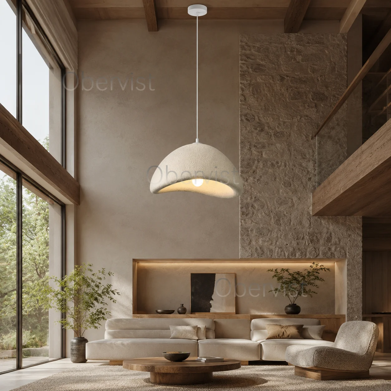 Natural Minimalist Pendant Light, Organic Style Hanging Lamp with Soft Glow for Modern Home Restaurant Decoration
