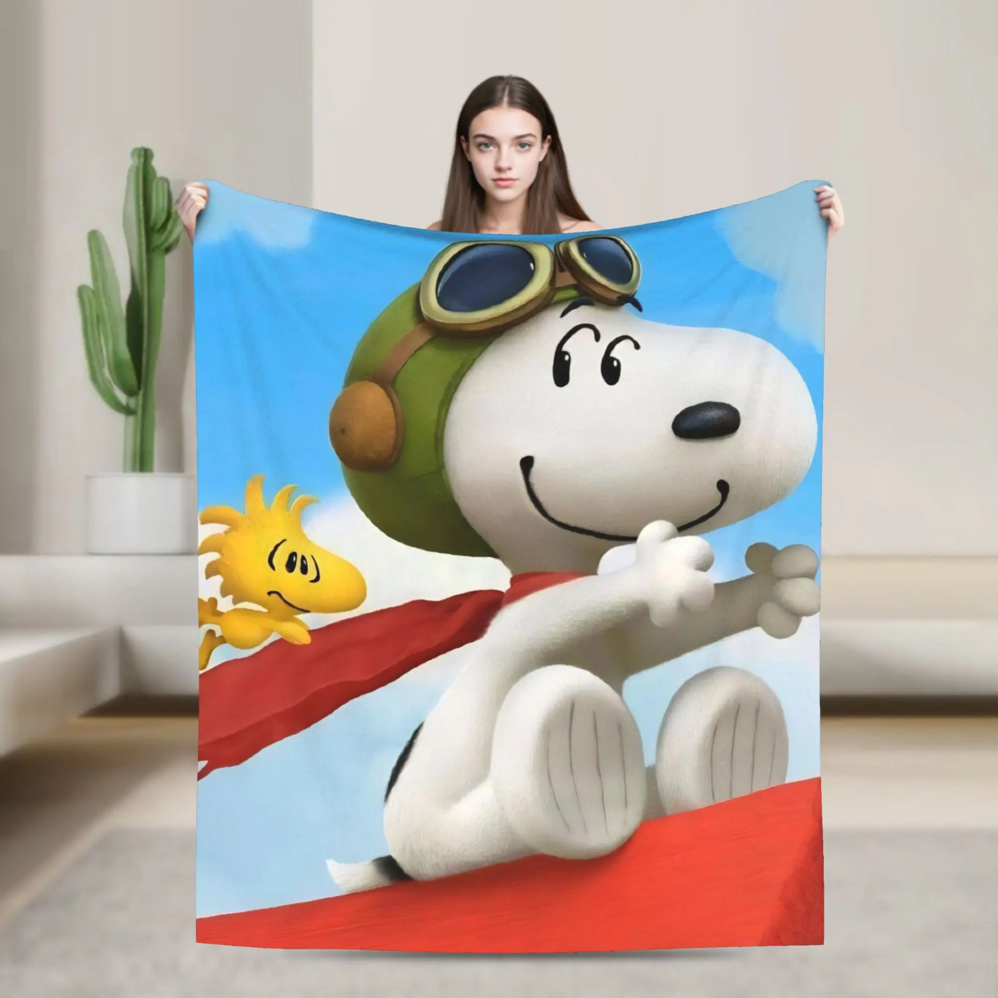 S-Snoopys Movie Blanket Flannel All Season Lovely Winter Holiday  Multifunction Lightweight Throw Blanket for Home Bedroom Quilt