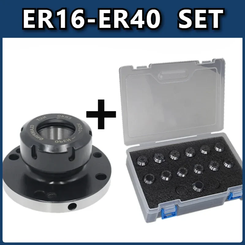 

Lathe Chuck ER16, ER25, ER32, ER40, 100mm 80mm Mini Spindle Flange, Four Axis Chuck Collet Clamp+ER16-ER40 ER32 Spring Chuck Set