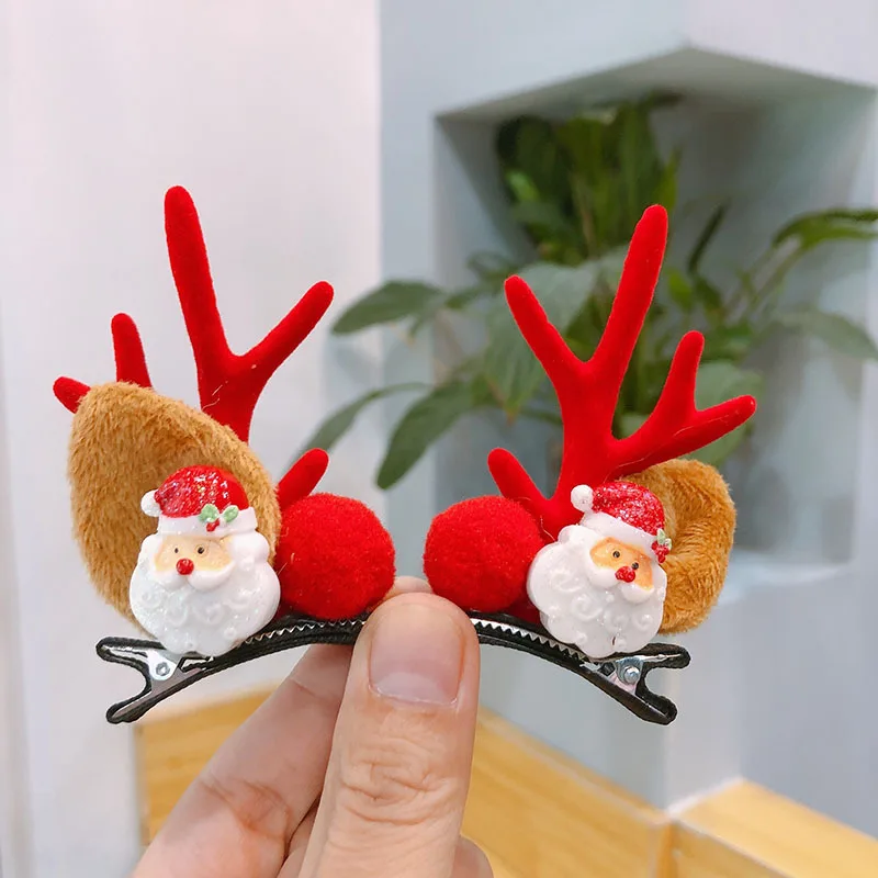 Natal crianças grampos de cabelo chifres de veado enfeites de natal estilo floresta chifres de veado acessórios para o cabelo