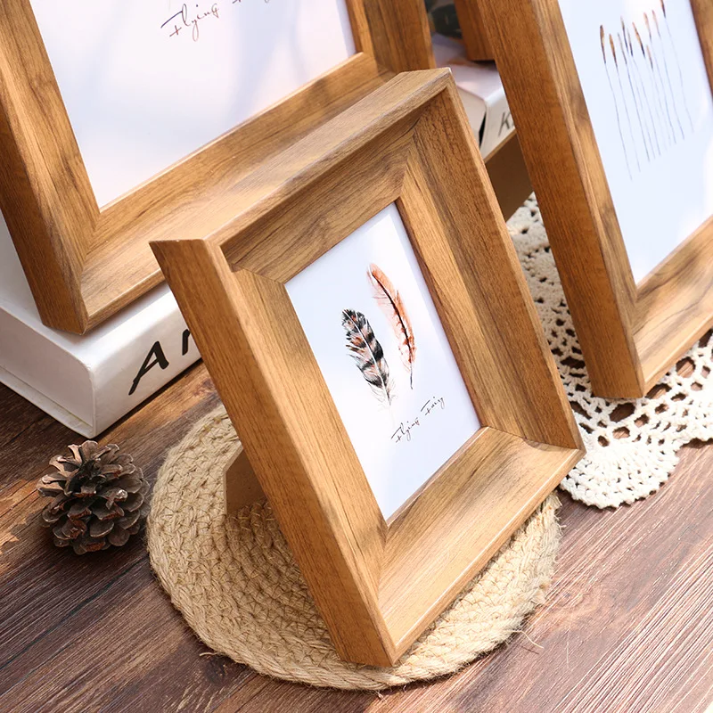 Wood Photo Frame 5-10 Inch Widened Border Photo Decor Dual-use Models wall-mounted Home Decoration Ornaments