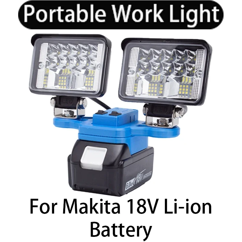 

Portable LED Dual Head Tool Light for Makita 18V Li-Ion Battery Portable Cordless LED Work Light with USB Charging Port