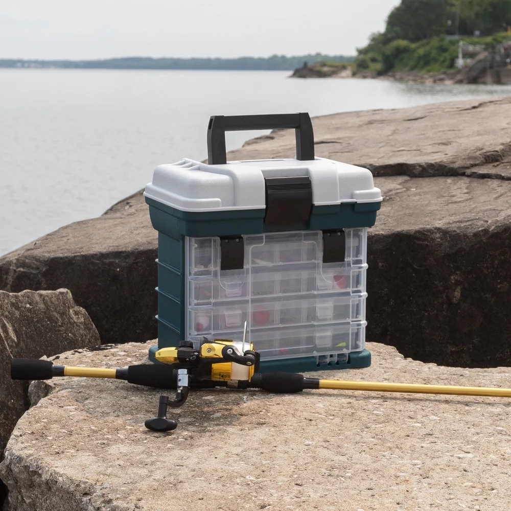 Organizador de caixa de ferramentas leve multiuso com gavetas removíveis e caixas de armazenamento, hardware de artesanato de pesca e peças pequenas