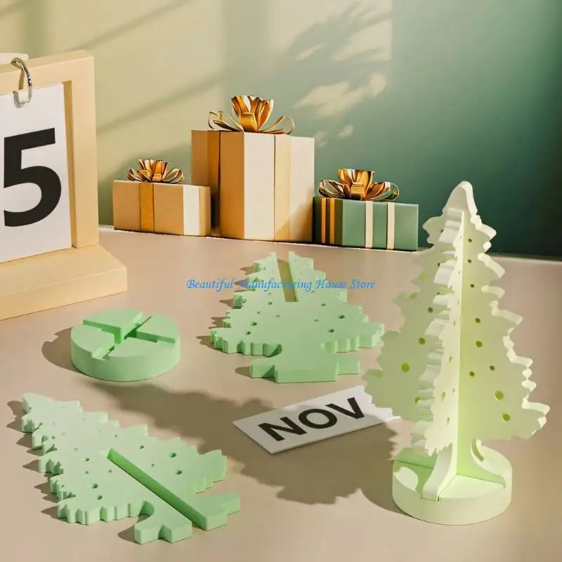 

E56A Figurines Moulds Christmas Tree Silicone Texture for Decorations Crafting and Holiday Party Supplies