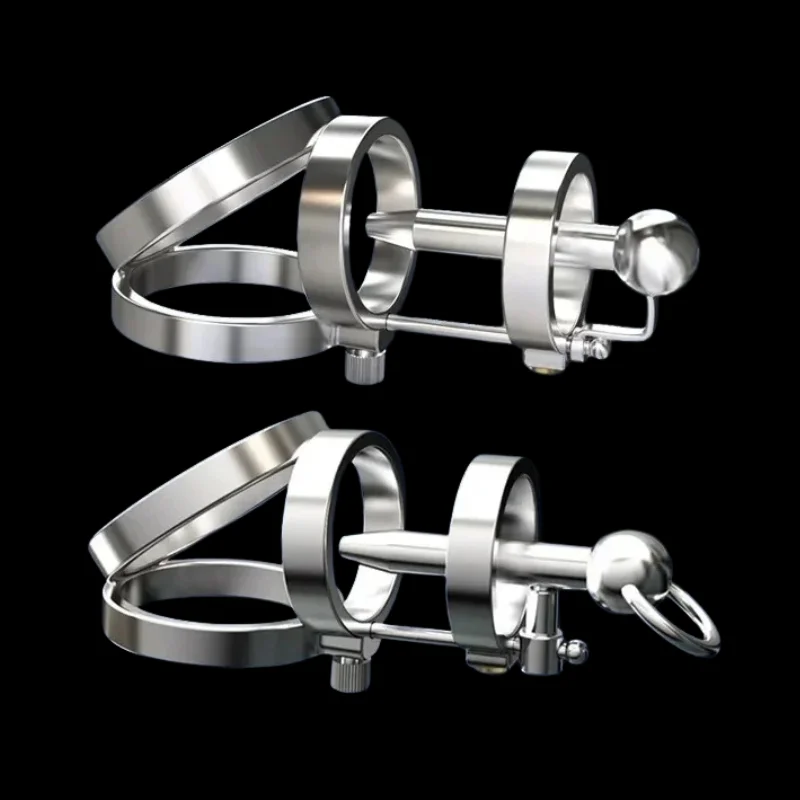 منتجات الكبار خواتم القضيب مع أنبوب قسطرة الإحليل PA BDSM جهاز لعبة الجنس الرئيسية للذكور قفص العفة من الفولاذ المقاوم للصدأ