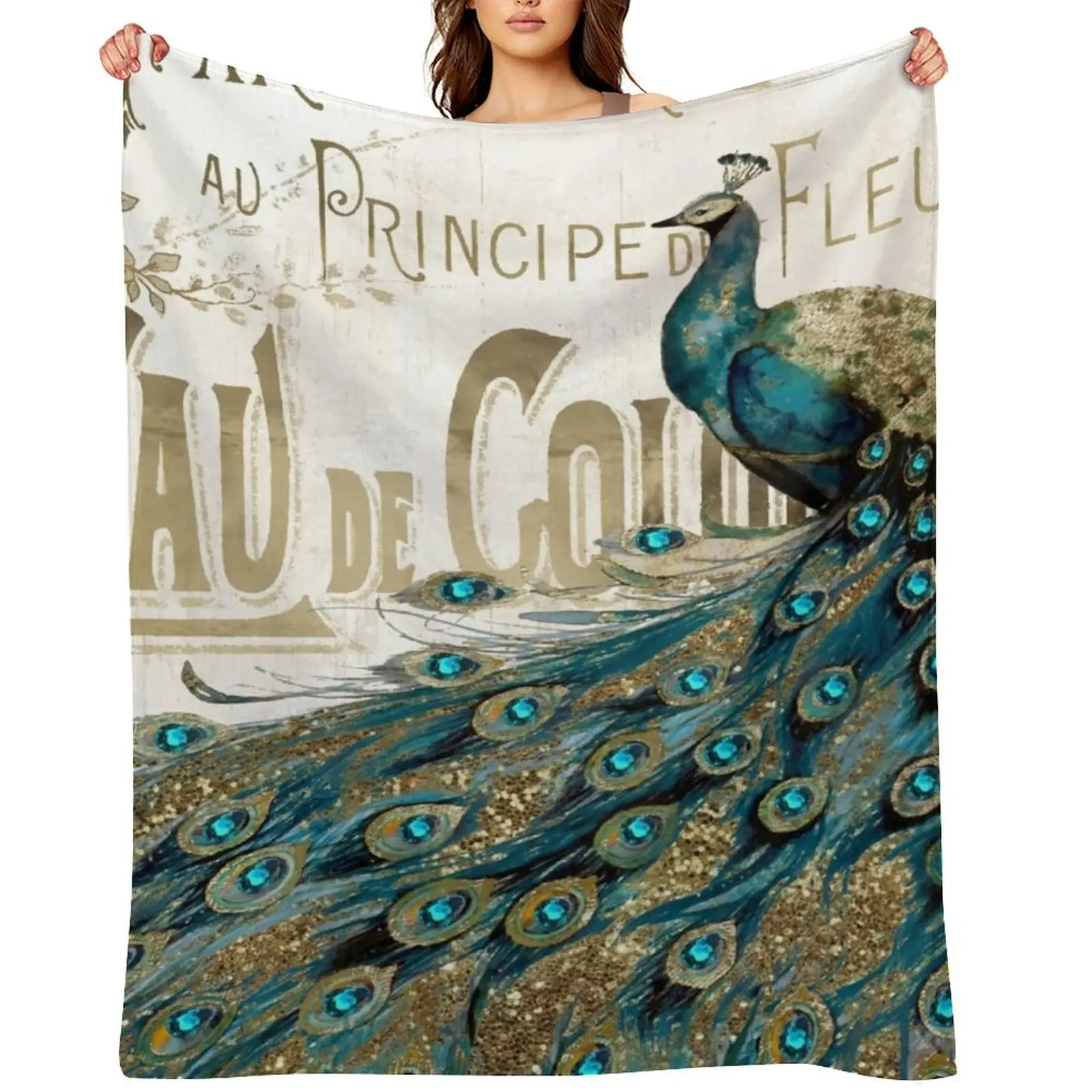 

Peacock Jewels Throw Blanket cosplay anime Bed Fashionable anime christmas gifts Blankets