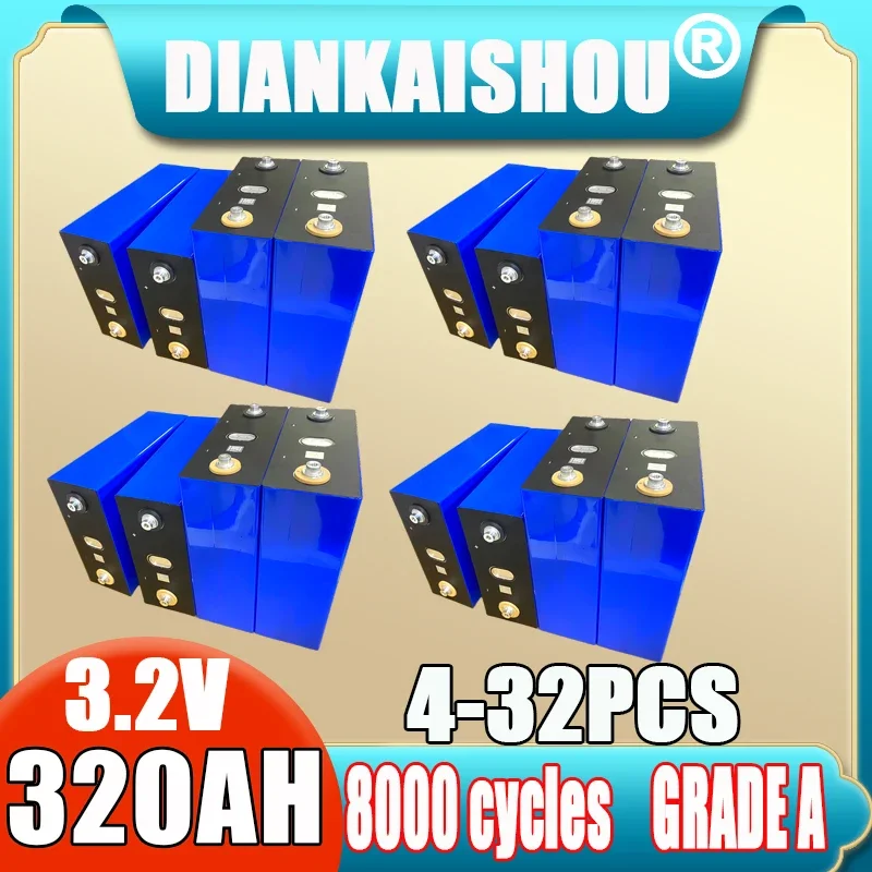 8000 사이클 리튬 다리미 인산염 충전식 배터리 팩, DIY 12V 24V 48V, 3.2V, 320ah, 105ah, Lifepo4, 면세, 신제품