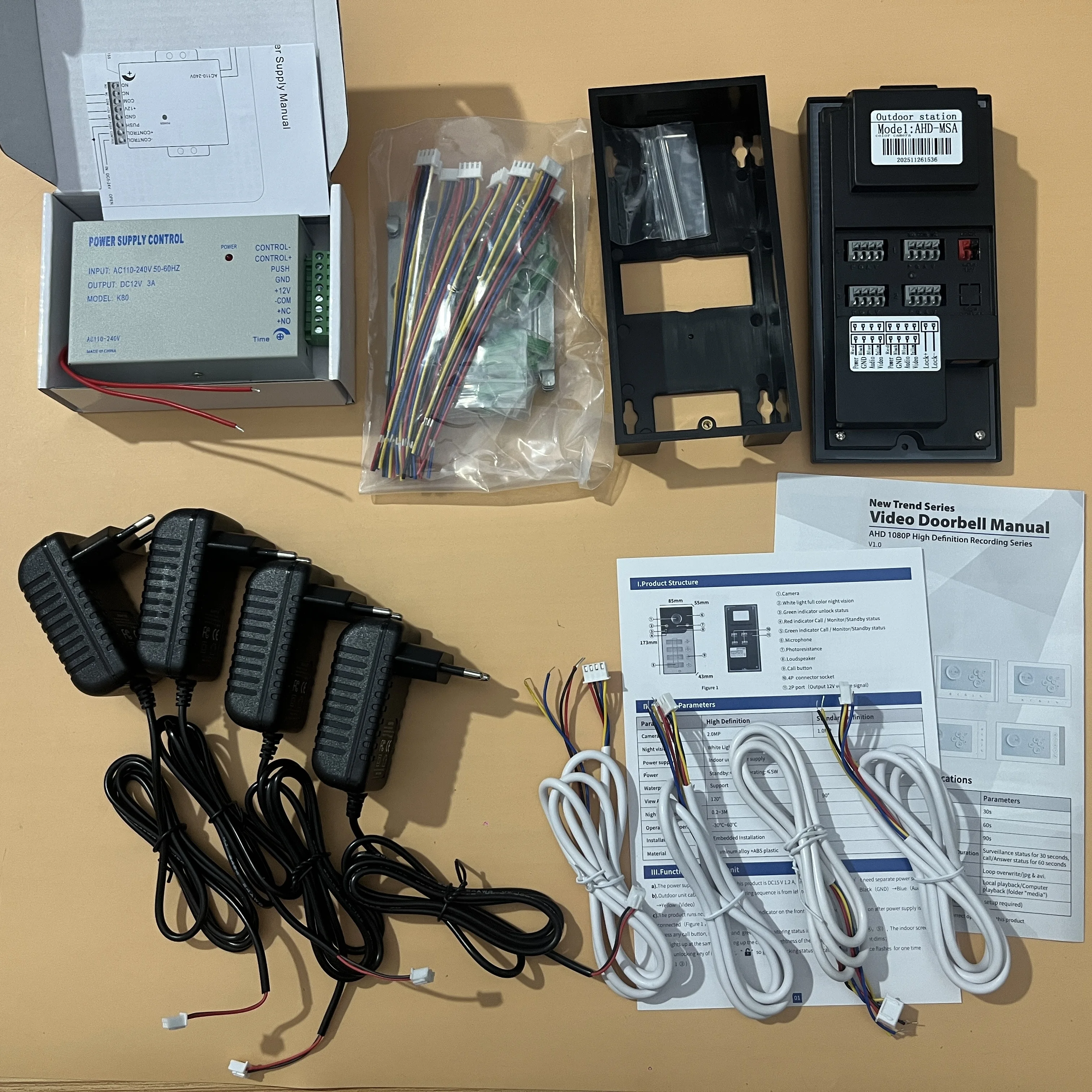 Monitores de 7 pulgadas 2/3/4 sistema de intercomunicación de videoportero para apartamento/familiar timbre gran angular Control de acceso de cámara