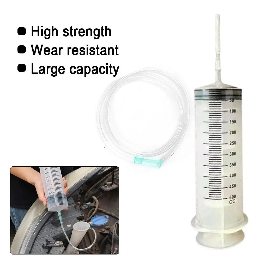 500ml Syringe with 1m Hose Large Capacity Plastic Reusable Oil Pump Measuring Injector For Pet Nutrition Feeding Metering Pump