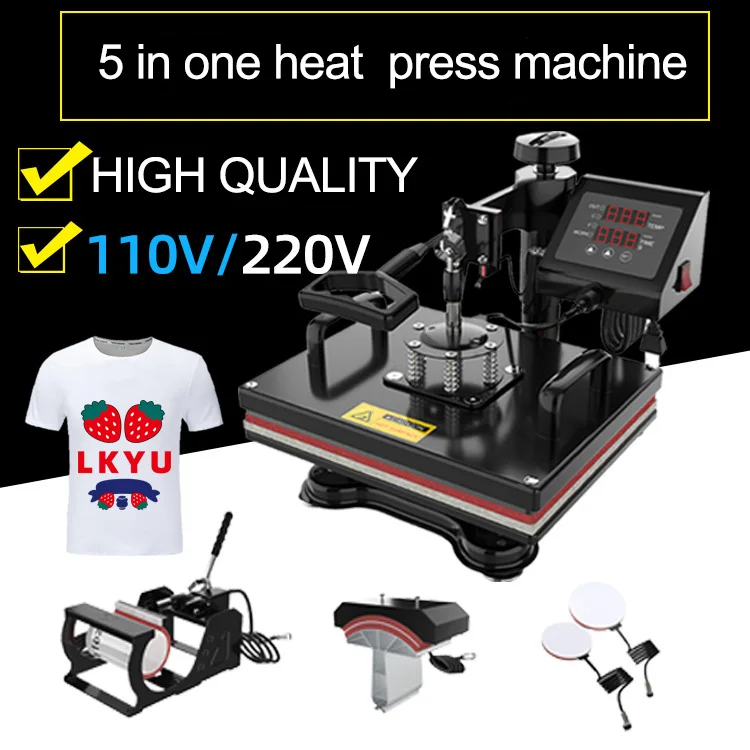 5 in one 29*38cm multifunction Heat Press transfer Machine Heat Phone Key Shell sublimation t shirt heat press machine