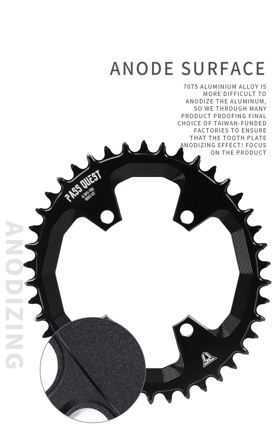 PASS QUEST 96BCD OVAL Road Bike Narrow Wide Chainring 30-42T Chain Wheel Black Bicycle Accessories
