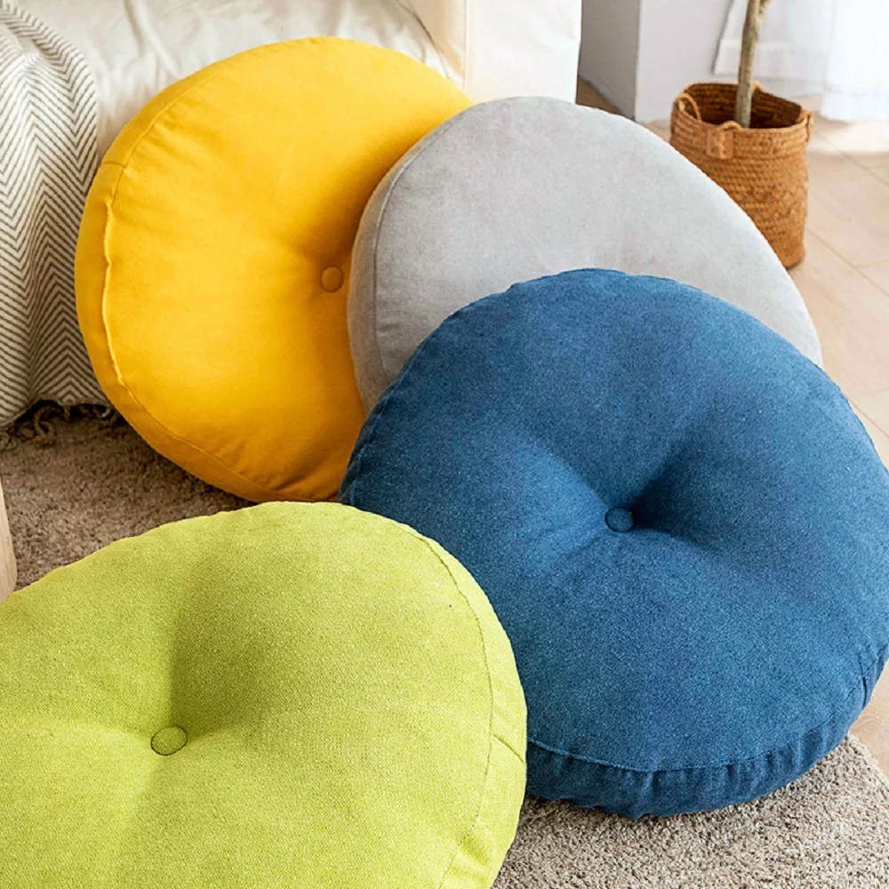 Inyahome Große Bodenkissen, rundes Sitzkissen für Erwachsene und Kinder, getuftet, dickes Meditationskissen für Yoga, Wohnzimmer, Tatami – Detail 12