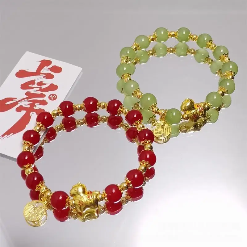 النمط الصيني زودياك الحصان سوار للنساء الرجال الحياة سنة تميمة محظوظ الخرز نعمة سوار الصداقة زوجين مجوهرات هدية