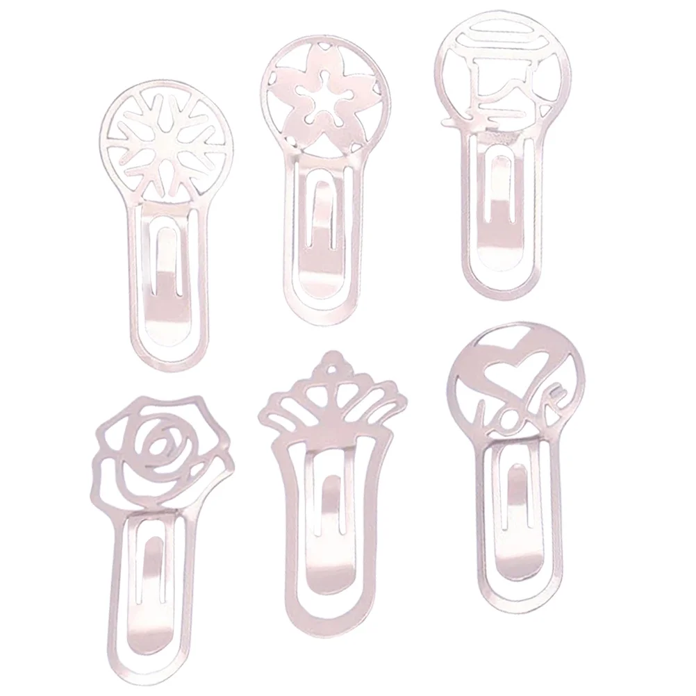 6pcs Metal Bookmarks Classical Page Markers For Reading Book Clips Portable School Office Home Use Decorative Bookmark Students