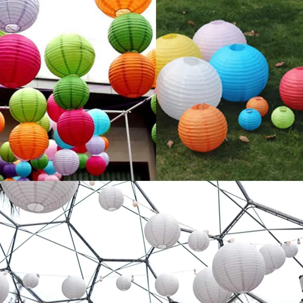 Wedding Chinese 10/15/20/25/30/35/40cm DIY Lamp Hanging Decoration Paper Lamp Paper Lantern Hanging Lantern Ball White Lantern - Image 2