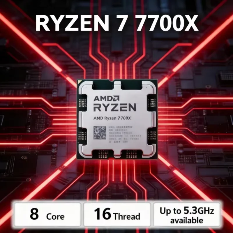 

AMD Ryzen 7 7700X R7 7700X 4.5GHz 8-Core 16-Thread CPU Processor 5NM L3=32M Socket AM5 but without Cooler
