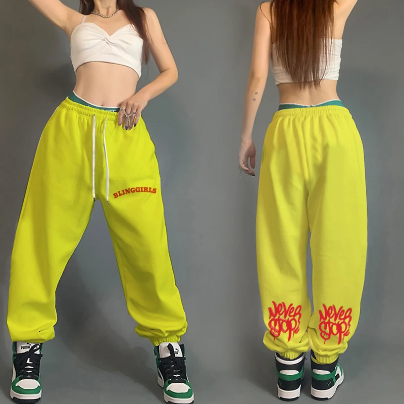 Loose Casual Jazz Dance Women's Sweatpants High Waist Street Sle Printed Trousers Harlan Pants Cotton Fabric Long Trousers