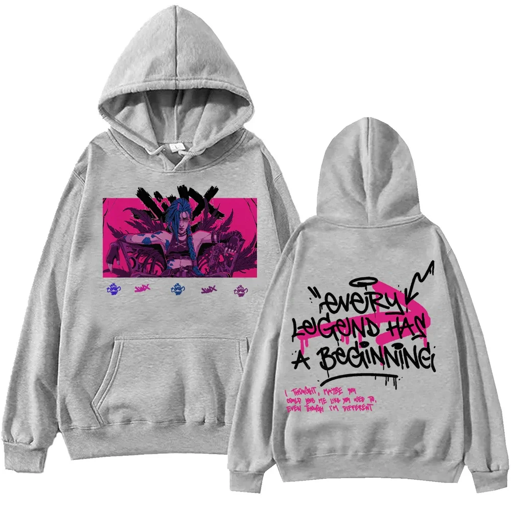 Hot Anime Arcane-Jinx Hoodie Harajuku Pullover Tops Man Woman Sweatshirt Fans Gift