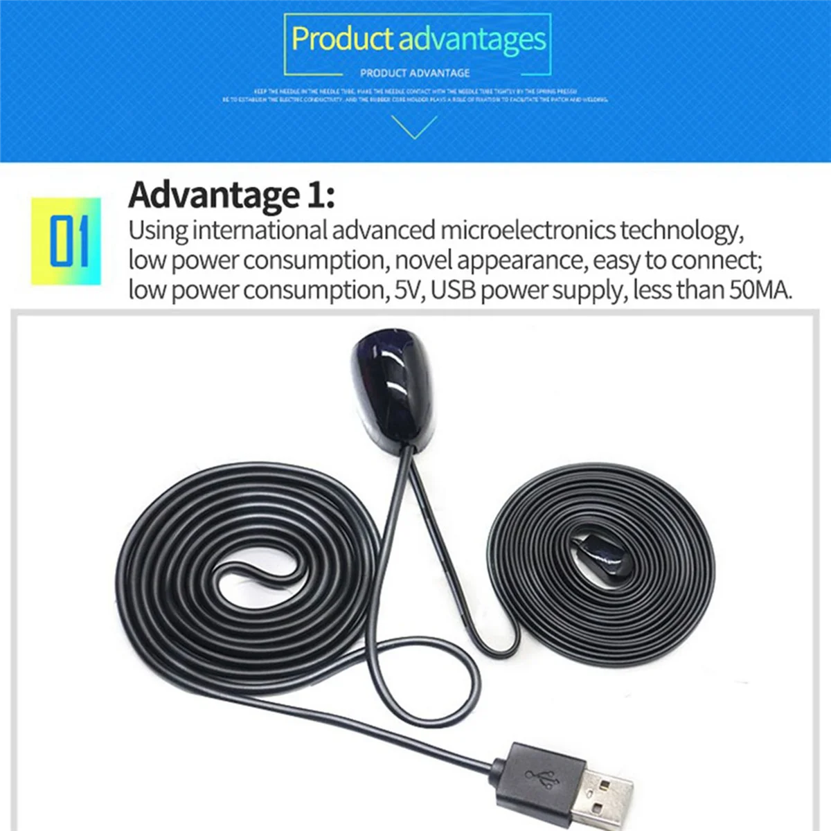 Extensor infravermelho do receptor do IR, controle remoto, adaptador USB, transmissor do IR, 2X