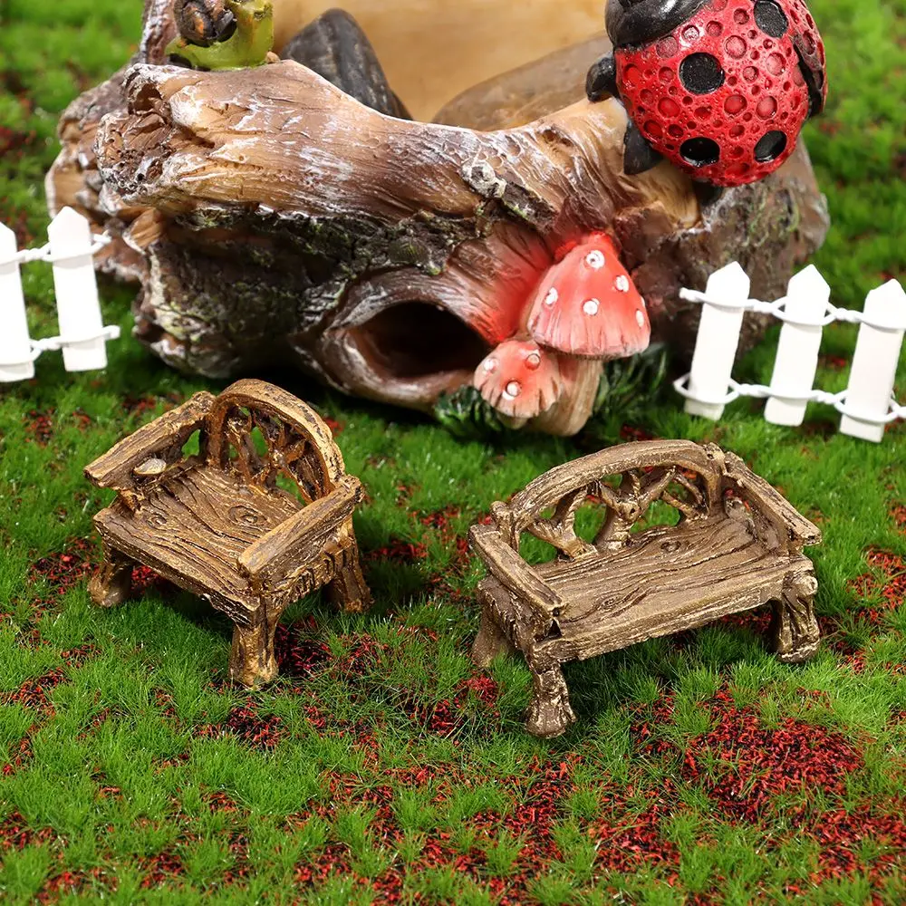 Gift Dollhouse Ornament Succulents Bonsai Mini Bench Miniature Stools Table Micro Landscapes Park Chair Figurines