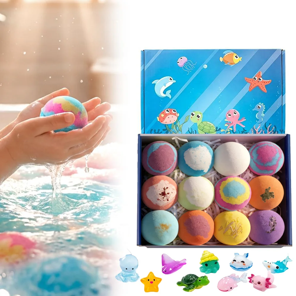Set de Bombas de Baño Premium para Niños – Efervescentes y Coloridas con Sorpresa en el Interior, Limpieza Suave y Abundantes Burbujas, Juguetes Divertidos para la Bañera para Niños Pequeños