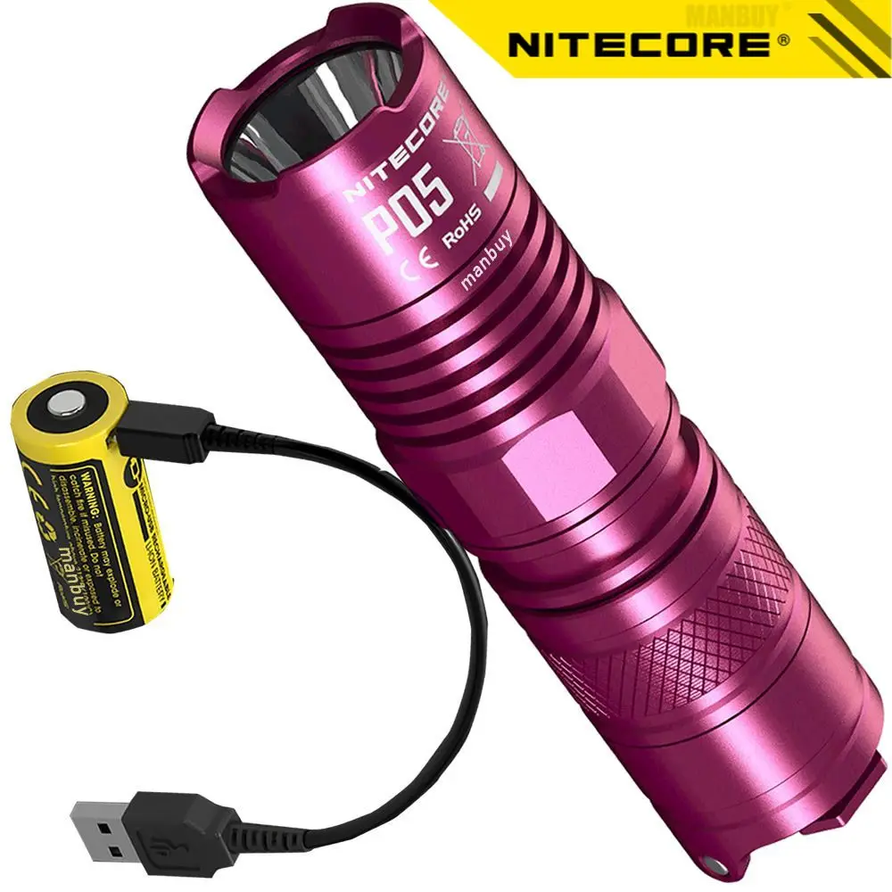 Original Nitecore P05 Flashlight Aluminium Alloy Outdoor Camping Torch USB-C Port 950mAh NL169R Rechargeable Battery+ USB Cable